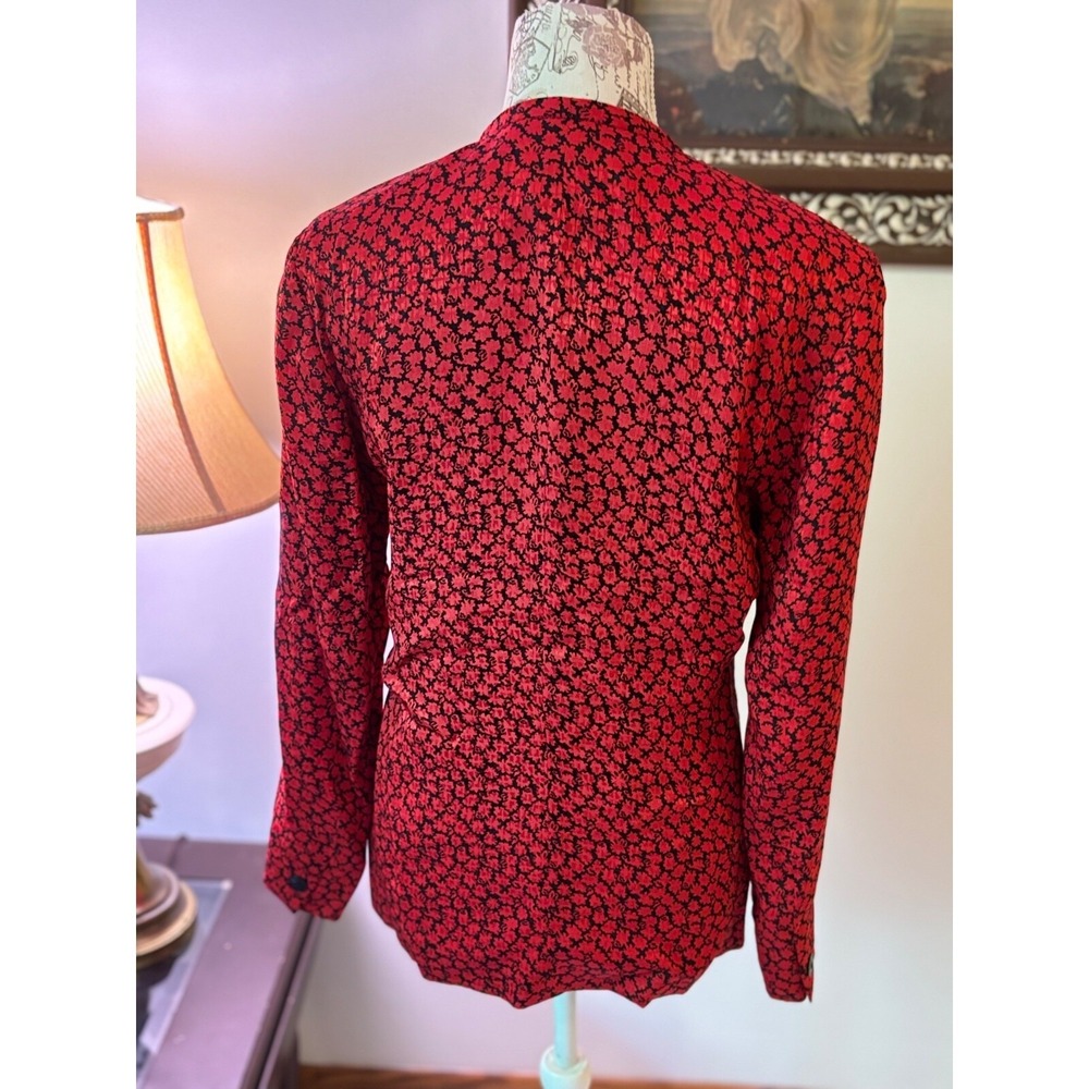 Vintage Anne Klein II 100% Silk Red one button Jacket Sz 10 Holiday party - Picture 7 of 9